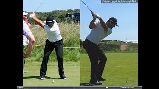 Jon Rahm golf swing  Long Iron faceon amp downtheline July 2017 [upl. by Dadelos]