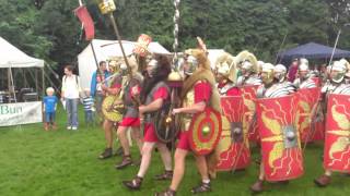 Roman Reenactment at the Amphitheatre in Caerleon Marching In [upl. by Finley]