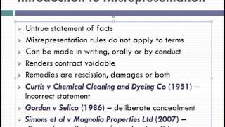 Misrepresentation Lecture 1 of 4 [upl. by Hgieliak]